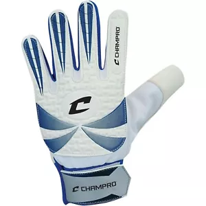 NEW Champro Soccer Futbol Super-Lite Goalie Gloves Adult Size 10 White/Blue - Picture 1 of 2