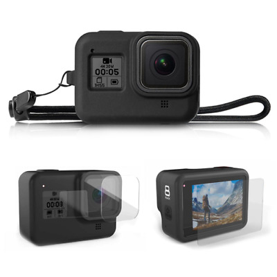 GoPro HERO 8 Silicone Case Shockproof Skin Rubber Cover + Glass Lens Protector • 6.49£