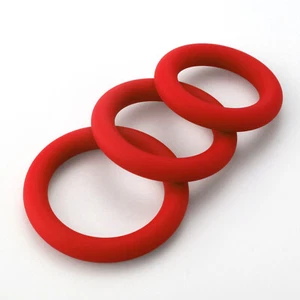 LeLuv Round Smooth Silicone Cock Ring 3 Pack - 32mm/37mm/42mm Diameters - Picture 1 of 20