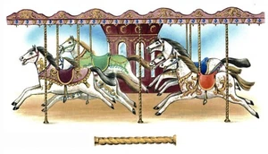 Carousel Horse Mug Cup Wrap 1 pc 8 x 3.5 Inch Overglaze Waterslide Ceramic Decal - Picture 1 of 1