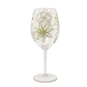 Copa de vino D B London pintada a mano 60 cumpleaños oro brillo flor regalo 400 ml - Imagen 1 de 2