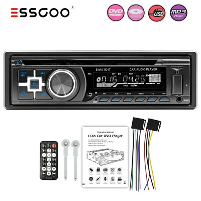 ESSGOO Single 1 DIN Car Radio Stereo DVD/CD FM Audio Bluetooth MP3 Player Audio USB SD