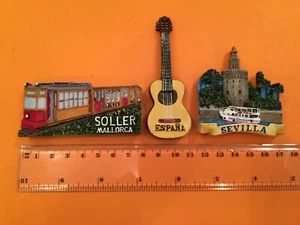 MALLORCA SPAIN - SOLLER☑️ESPANA🎸SEVILLA CASTLE - Resin Magnet Set OF 3☑️ LOT 93 - Picture 1 of 2