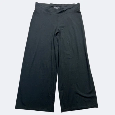 Eileen Fisher Pants Women PP Black Crop Wide Leg Jersey Pull On Viscose Stretch - Image 1 of 4