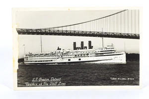 Cartolina fotografica reale SS Greater Detroit ammiraglia D&C Lines RPPC 1949 - Foto 1 di 3