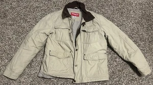 Wrangler Sherpa gefütterte Barn Chore Jacke Herren Medium hellbraun Canvas Arbeitskleidung - Bild 1 von 4