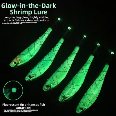 Leurre de pêche à la crevette lumineux 12cm 13g avec fil d'acier et hameçons - Photo 1/4