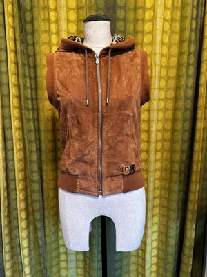 Chaleco con Capucha Y2K DOLCE & GABBANA Cuero Piel de Cordero Marrón Canela M Foto 1 de 4