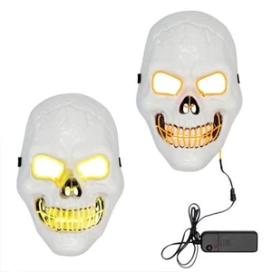 Máscara facial de plástico LED calavera asesina blanca Halloween 27 cm - Imagen 1 de 1