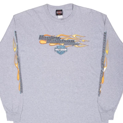 VINTAGE HARLEY DAVIDSON POCATELLO IDAHO FLAME LONG SLEEVE TEE SHIRT 2017 XL - Image 1 of 4