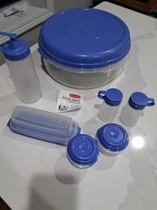 Vintage ~ 1990 ~ Rubbermaid Servin' Saver Aufbewahrungsbehälter ~ 7 Stück & Deckel ~ Neu ~ Blau! - Bild 1 von 12