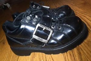 Vintage GBX Street Black Chunky Leather Casual Boot/Shoe Men's 9 9M Goth Punk - Picture 1 of 5