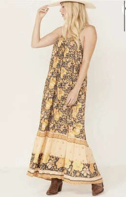 Maxi Vestido Boho Floral con Tirantes Spell Hibiscus Lane en Regaliz Talla Mediana Foto 1 de 4
