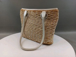 Brighton Woven Straw Tote Shoulder Handbag Leather Braided Double Handles READ - Picture 1 of 12