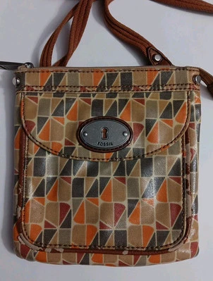 Bolso Bandolera Fossil Key-Per Retro Naranja Tostado Crema Foto 1 de 4