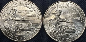 2021 P 2 COINS CROSSING THE DELAWARE QUARTERS CROWN DIE CHIP WIG DDR AND CLASH - Bild 1 von 13