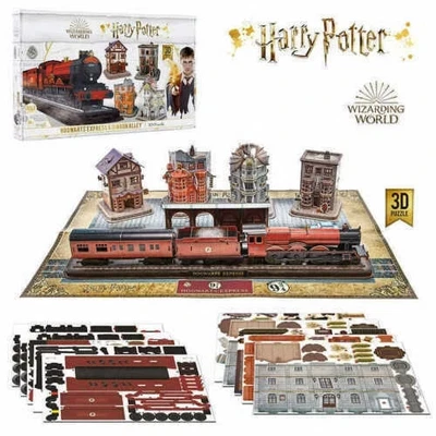NEW Harry Potter HOGWARTS Express + DIAGON Alley 3D Puzzle 453 Pieces - Image 1 of 2