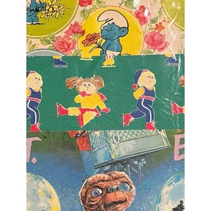 De colección Años 80 ENVOLTURA DE REGALO Papel Niño Cumpleaños Navidad E.T Pitufos Repollo Parche Niños 24 Hojas - Imagen 1 de 10