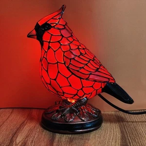 Red Bird Lamp Night Light Hand Carved for Decorative For Home Lighting - Picture 1 of 18