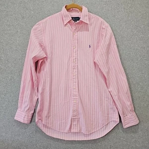 Ralph Lauren Poloshirt Herren Button Down Oxford Classic Fit Rosa Streifen Gr. 15,5 - Bild 1 von 10