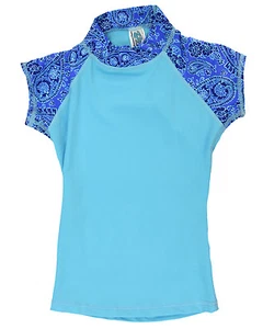 POINT CONCEPTION KIDS RASH GUARD TURQUOISE -WHITE KRG4 NWT - Picture 1 of 1