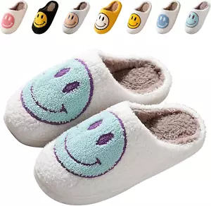Smile Face Slippers for Women, Soft Plush Smile Slippers Retro Preppy Slippers w - Picture 1 of 12