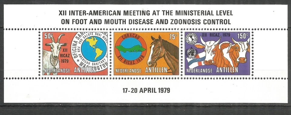 Netherlands Antilles 1979 year mint block MNH(**) Michel# blc.09 Horses - Image 1 of 1