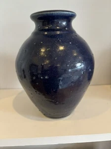 Studio Pottery Speckled Dark Blue Vase - Picture 1 of 5