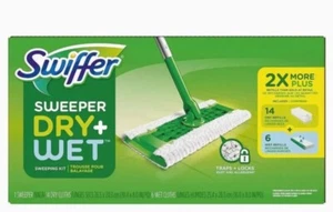 Swiffer Sweeper Dry+Wet Sweeping Kit (1 Sweeper, 14 Dry Cloths, 6 Wet Cloths) HC - Picture 1 of 2