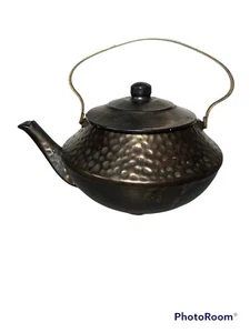 McCoy Pottery Vintage Hammered Bronze Copper Luster Ceramic Teapot Large - Picture 1 of 12