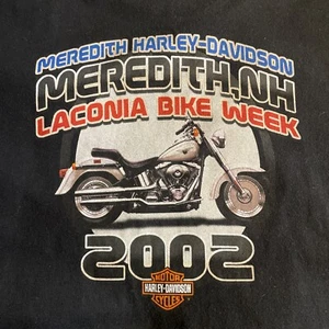 Vintage 2002 Meredith Laconia NH Bike Week Harley Davidson 2XL Black T-shirt - Picture 1 of 9