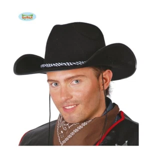 CARNEVALE HALLOWEEN CAPPELLO NERO COWBOY IN FELTRO ADULTO WESTERN UNISEX 13549 - Foto 1 di 1