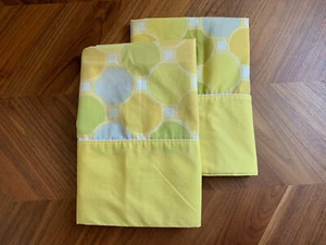 1960s Pierre Cardin Fieldcrest Yellow Ronde King Pillowcases MCM - Picture 1 of 10