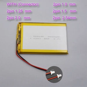 3.7V 4000mah 14.8Wh Li LiPo Battery 606090 JST 2Pin 1.0/1.25/1.5/2.0/2.54 - Picture 1 of 12