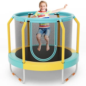 48" Mini Trampoline with Enclosure Heavy-duty Metal Frame U-shaped Legs Yellow - Picture 1 of 8
