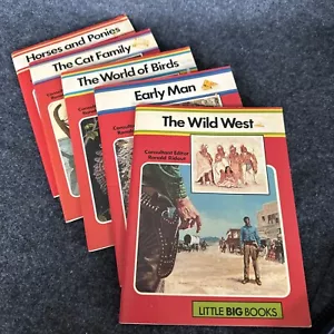 Lot of 5 1977 Purnell LITTLE BIG BOOKS Wild West, Early Man, Birds, Cat, Horses - Picture 1 of 24