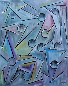 YET ANOTHER PARTICIPATION TROPHY original abstract oil Painting Signed Crowell - Picture 1 of 12