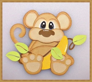 Cute Monkey Handmade Paper Piecing Embellishment for Cards Pages PCC - Picture 1 of 1