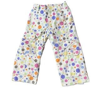 Girls Size 4 Snow Pants Obermeyer Pink Multi Polka Dot grow with me Ski Pants - Picture 1 of 11