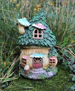Garden Ornament Fairy Blue Chimney House Solar Decorative Ornament Secret Gift - Picture 1 of 6
