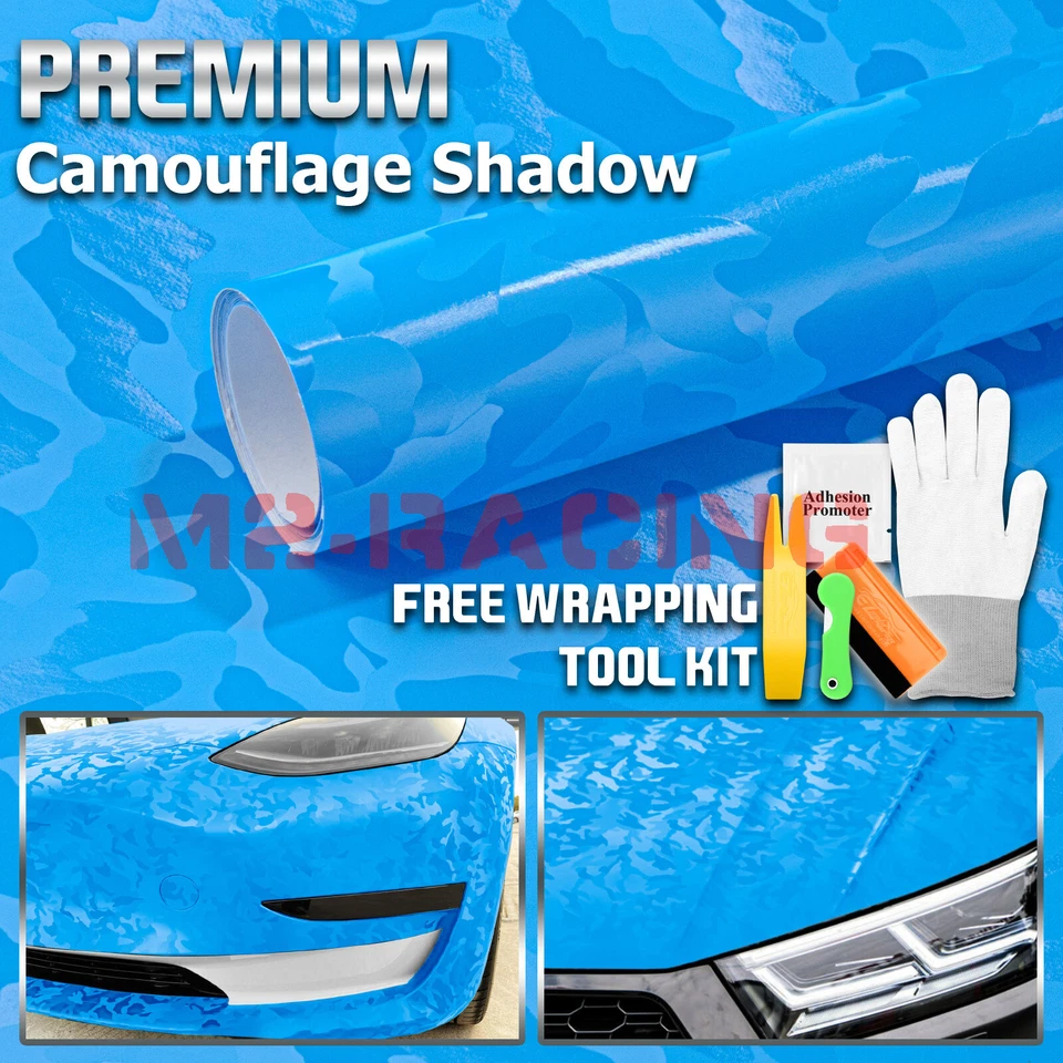 Camuflaje Sombra Azul Cielo Patrón Camuflaje Coche Vinilo Envoltura Calcomanía Adhesivo Hoja Película Foto 1 de 4