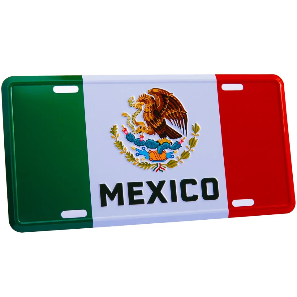 Mexico Flag License Plate - 3D Embossed Metal Car Truck Tag Sign - El Tri futbol - Image 1 of 4
