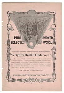 Anuncio de lana sin teñir ropa interior Wright's Health c1893 - Imagen 1 de 2
