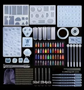 284 Pc Epoxy Resin Casting Kit Silicone Mold DIY Jewelry Pendant Making Handmade - Picture 1 of 6