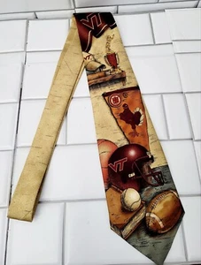 Eagles Wings Mens 100% Silk Vt Virginia Tech College Graphic Necktie Football... - Picture 1 of 5