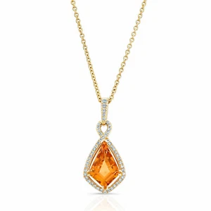 14k Oro Amarillo Cometa Escudo Corte Citrino Colgante con Diamante Natural - Imagen 1 de 2