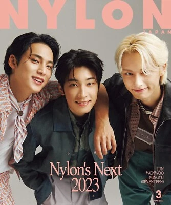 NYLON JAPAN March 2023 Issue Magazine Cover: JUN WONWOO MINGYU SEVENTEEN - Image 1 of 3