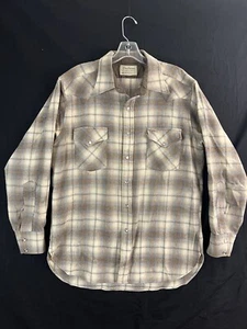 VTG 70s Pendleton Mens XL Shirt Wool High Grade Western Wear Pearl Snap Brown - Picture 1 of 15