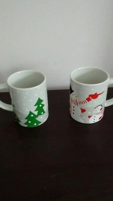 TWO SNOWMAN MUGS AND SNOWMAN TEALIGHT HOLDER! - Image 1 of 2