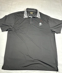 Tattoo Golf Black Polo Shirt XXL Houndstooth Collar stretch - Picture 1 of 17